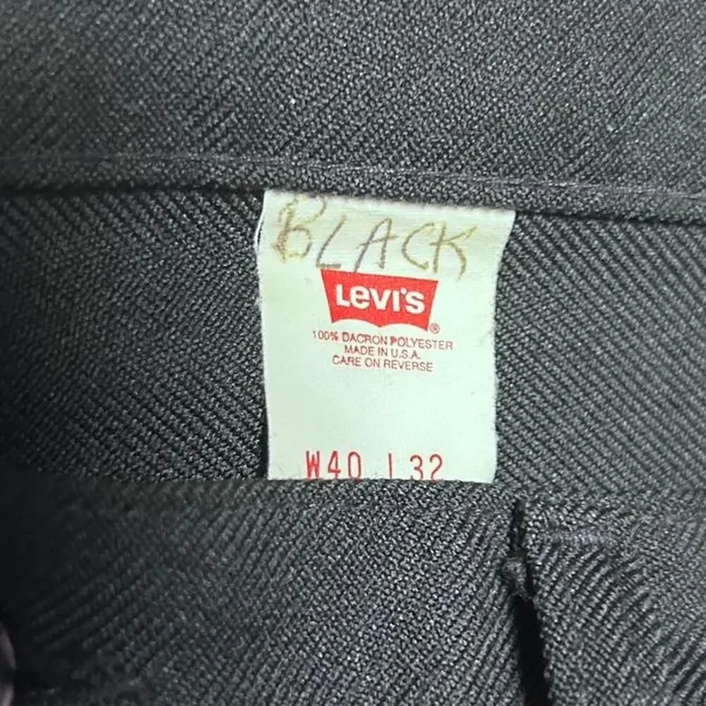 Levis Jeans 517 Vintage 70s Black Dacron Polyester Flare Leg Pants 40”